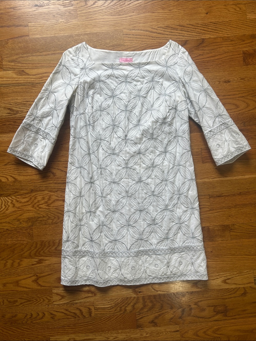 Lilly Pulitzer White Dress with Silver Embroidery